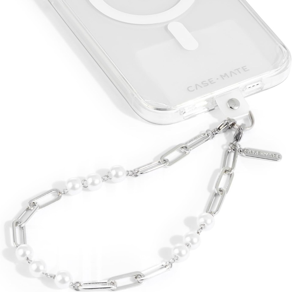 Case-Mate Phone Charm with Beaded Silver Pearls